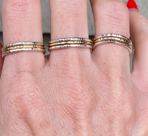 Textured Gold and Silver Stacking Set