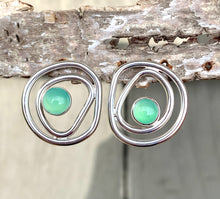 Load image into Gallery viewer, Mini Layered Chrysoprase Studs