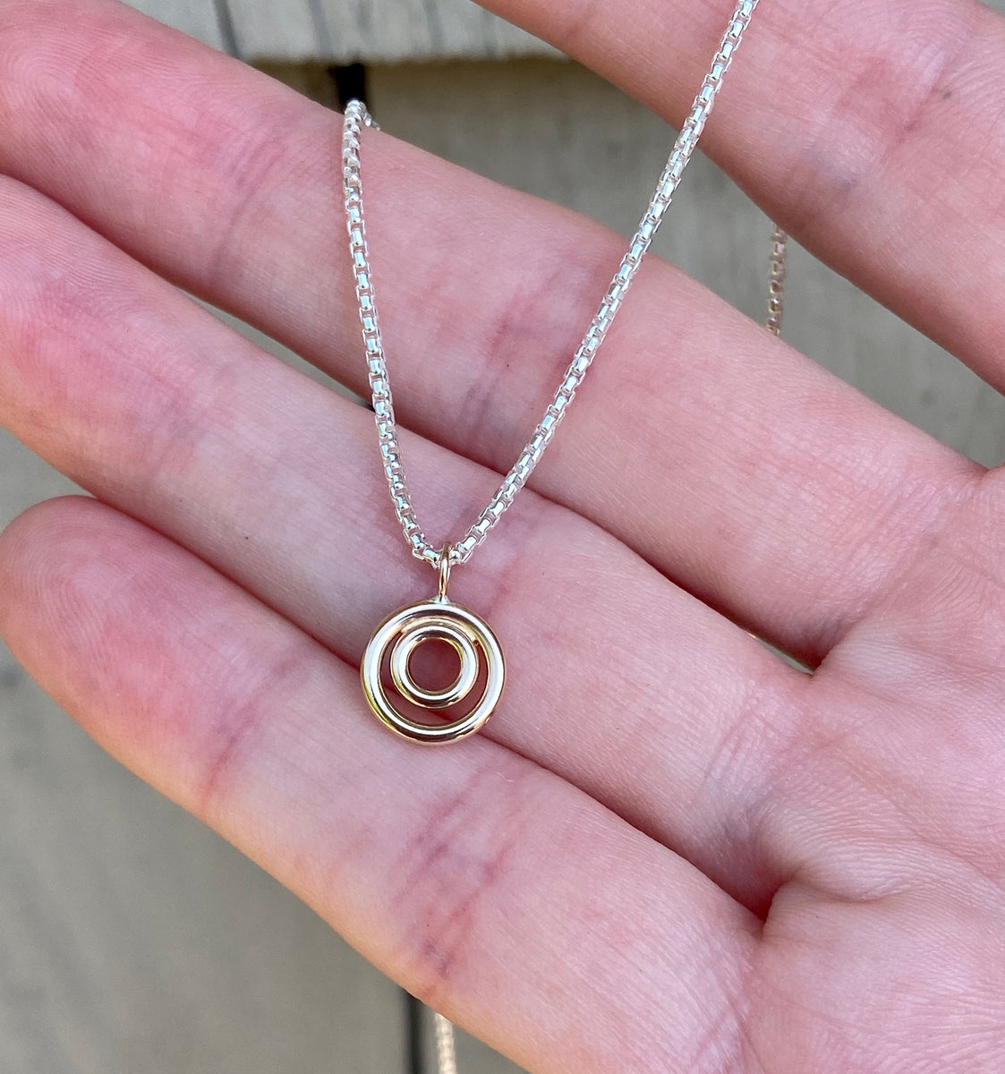 Gold and Silver Circle Necklace Mallory Katherine Metals