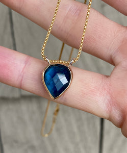 Simple Threaded Blue Tourmaline Necklace