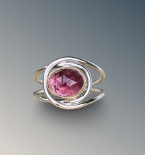 Load image into Gallery viewer, Horizontal Layered Pink Tourmaline Ring