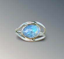 Load image into Gallery viewer, Split Curved Rainbow Moonstone Ring