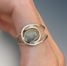 Load image into Gallery viewer, Horizontal Layered Rainbow Moonstone Ring