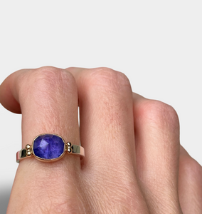 Tanzanite Ring with Gold Beads