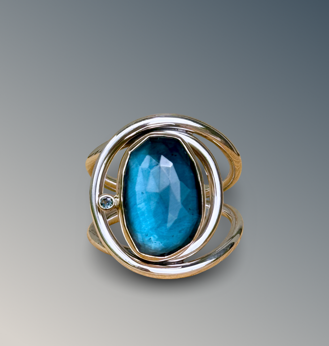 Layered London Blue Topaz Statement Ring