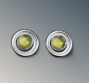 Grossular Garnet Circle Statement Studs
