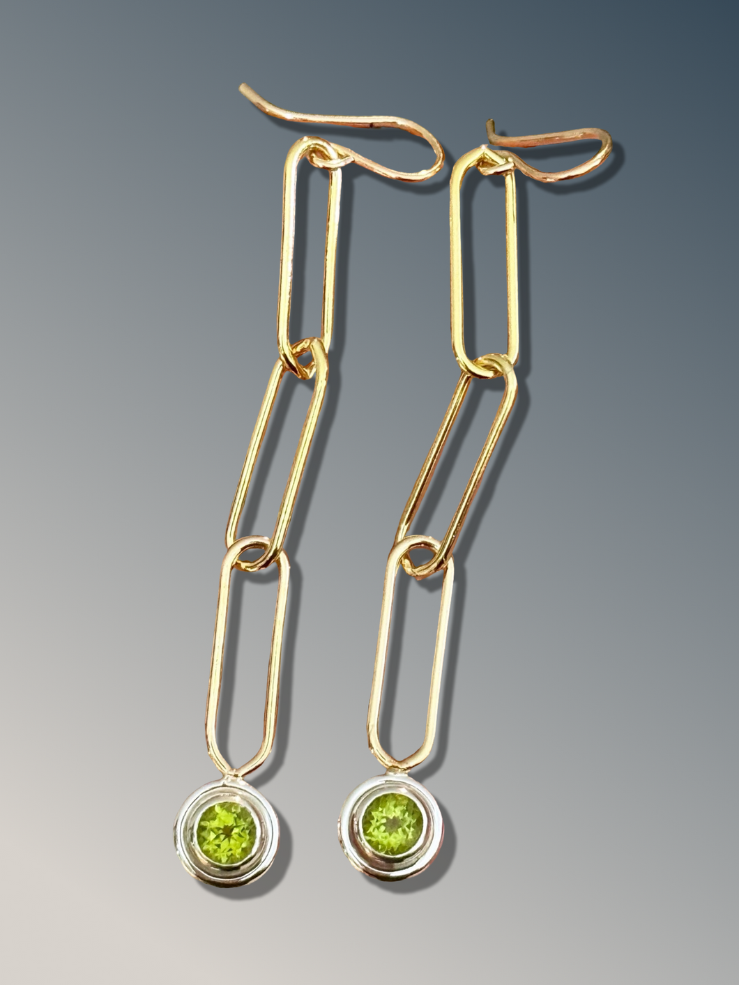 Peridot Paper Clip Earrings