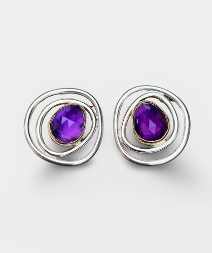 Organic Layered Amethyst Studs