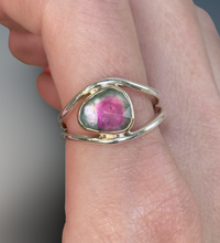 Load image into Gallery viewer, Split Curved Watermelon Tourmaline Ring