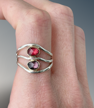 Load image into Gallery viewer, Two Stone Split Curved Spinel Ring