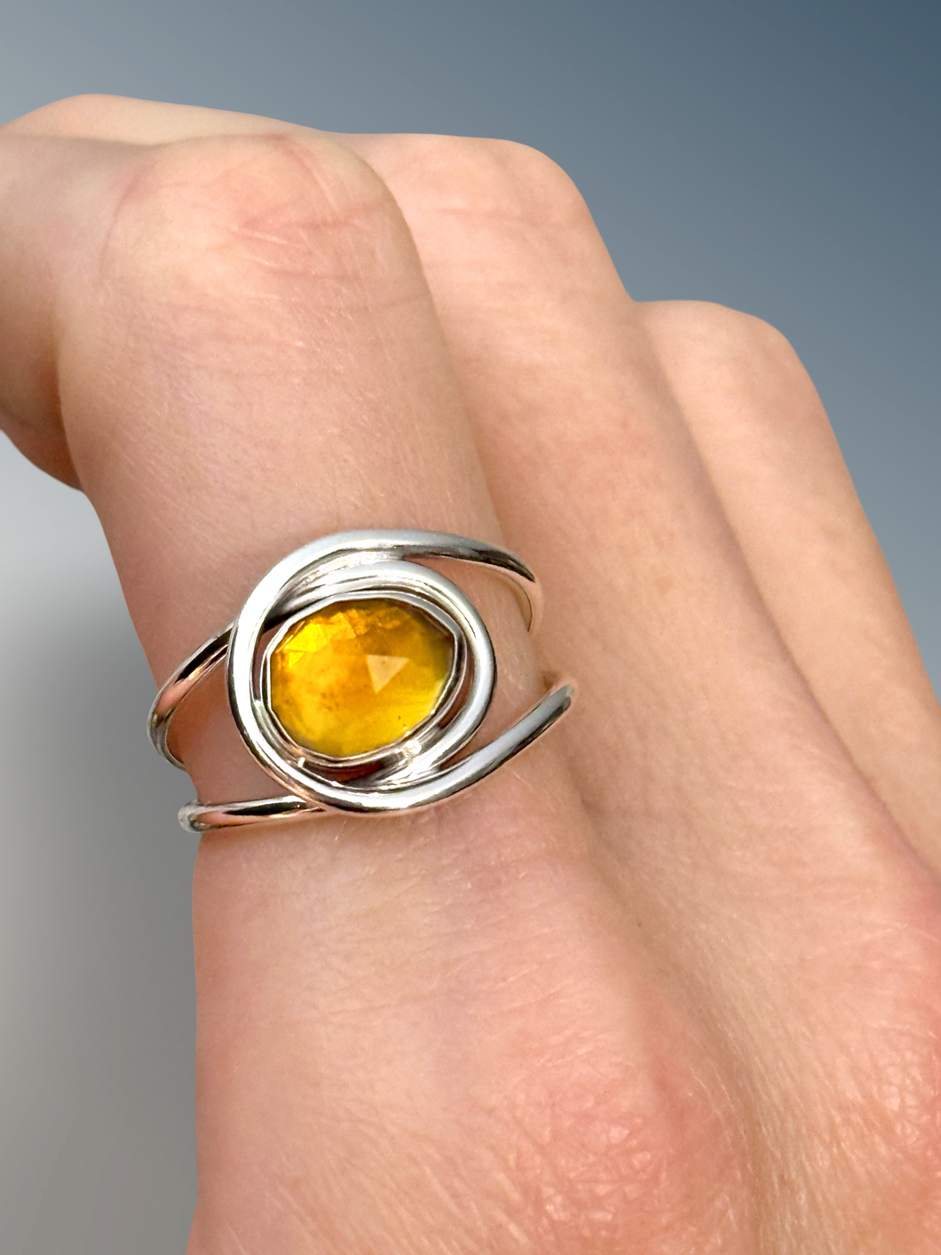Horizontal Layered Citrine Ring