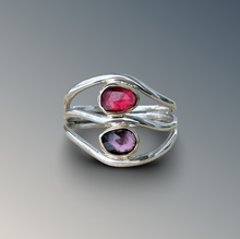 Load image into Gallery viewer, Two Stone Split Curved Spinel Ring