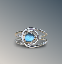 Load image into Gallery viewer, Horizontal Layered Swiss Blue Topaz Ring
