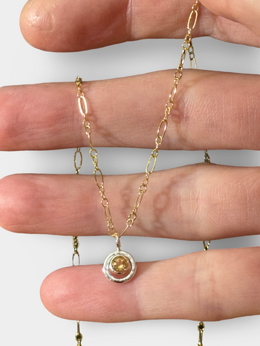 Mini Citrine Circle Necklace