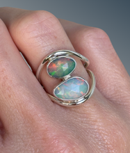 Load image into Gallery viewer, Two Stone Opal Split Curved Statement Ring