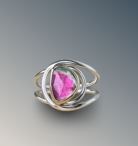 Layered Watermelon Tourmaline Ring