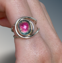 Load image into Gallery viewer, Layered Watermelon Tourmaline Ring