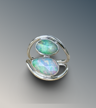 Load image into Gallery viewer, Two Stone Opal Split Curved Statement Ring