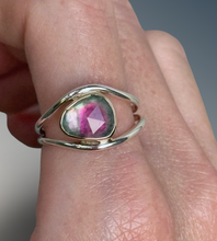 Load image into Gallery viewer, Split Curved Watermelon Tourmaline Ring