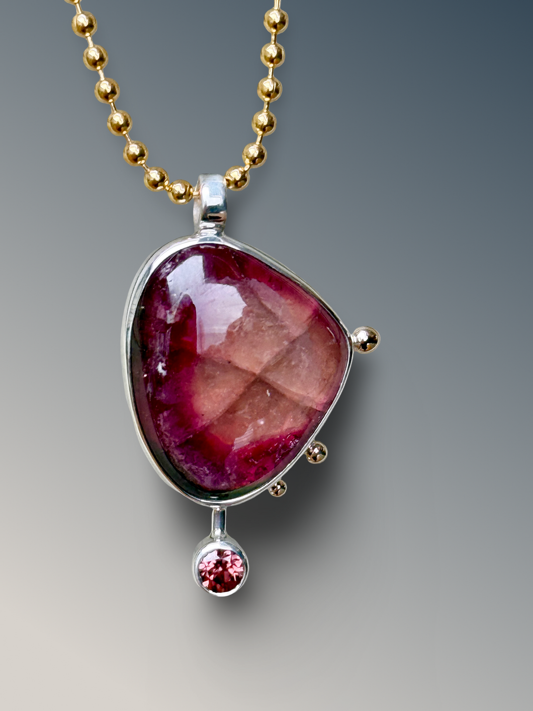 Bicolor Tourmaline Statement Necklace with Rose Zircon