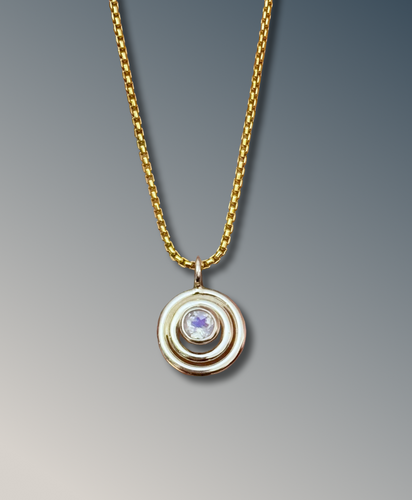4mm Moonstone Layered Circle Necklace