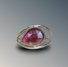 Load image into Gallery viewer, Split Curved Pink Tourmaline Statement Ring