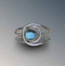 Load image into Gallery viewer, Horizontal Layered Swiss Blue Topaz Ring