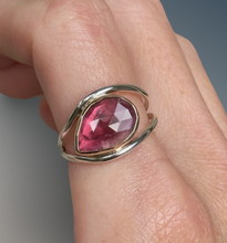 Load image into Gallery viewer, Split Curved Pink Tourmaline Statement Ring