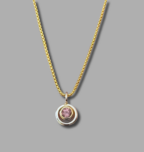 4mm Rose Zircon Circle Necklace