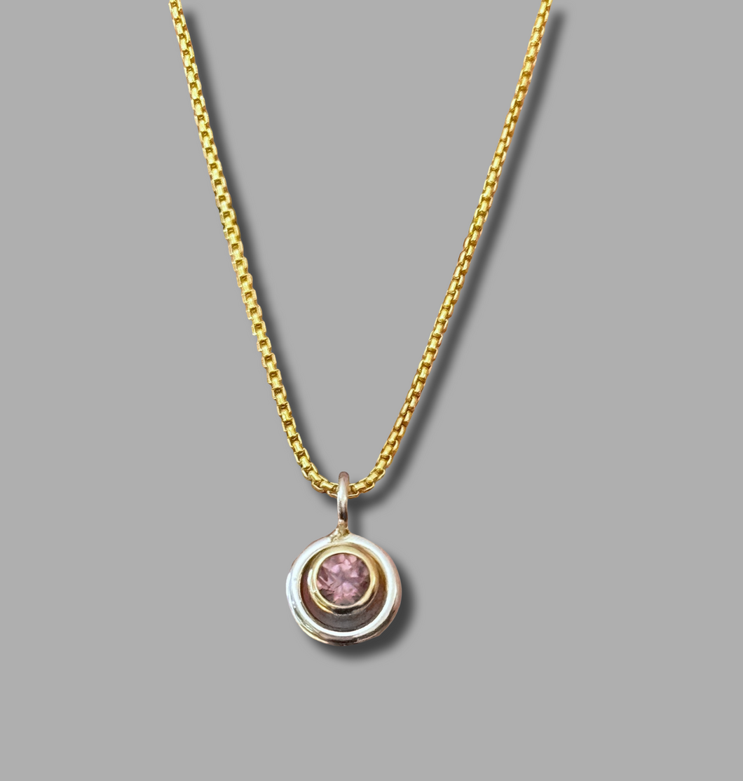4mm Rose Zircon Circle Necklace