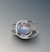 Load image into Gallery viewer, Horizontal Layered Rainbow Moonstone Ring