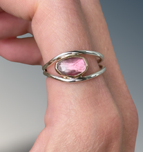 Load image into Gallery viewer, Split Curved Light Pink Tourmaline Ring