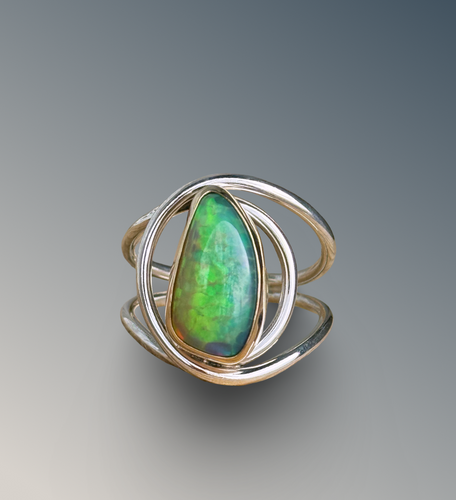 Layered Welo Opal Ring with Gold