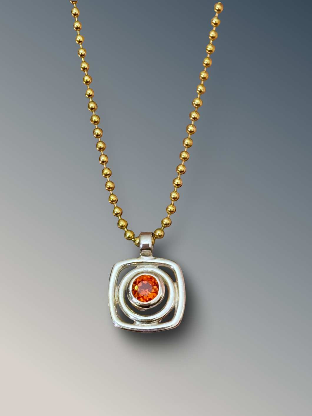 Layered Square Padparadscha Sapphire Necklace