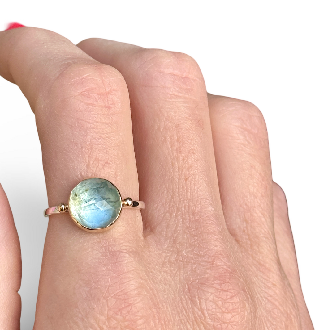 Round Aquamarine Stacking Ring