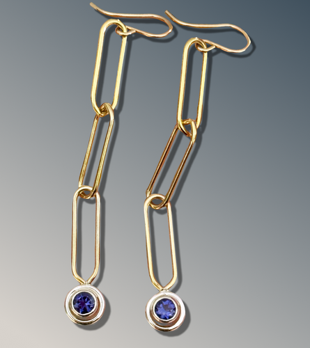 Iolite Paper Clip Earrings