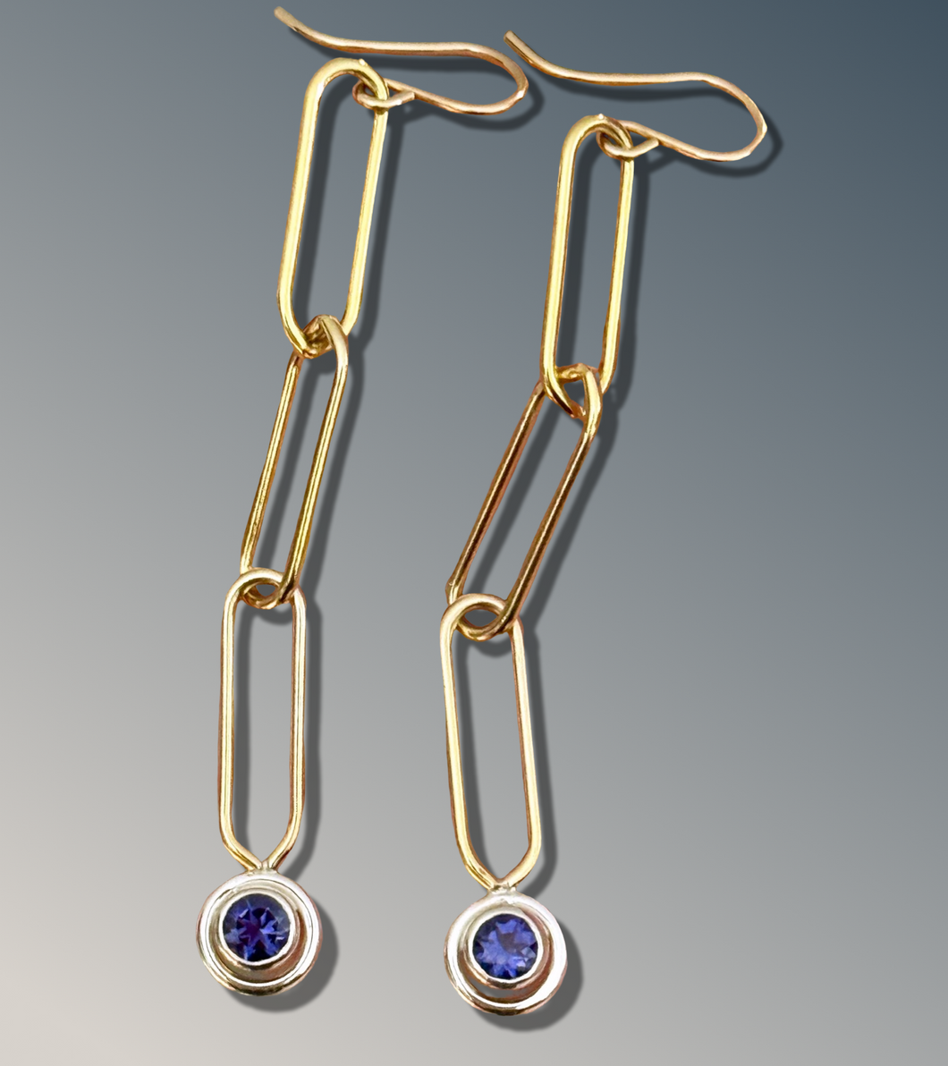 Iolite Paper Clip Earrings