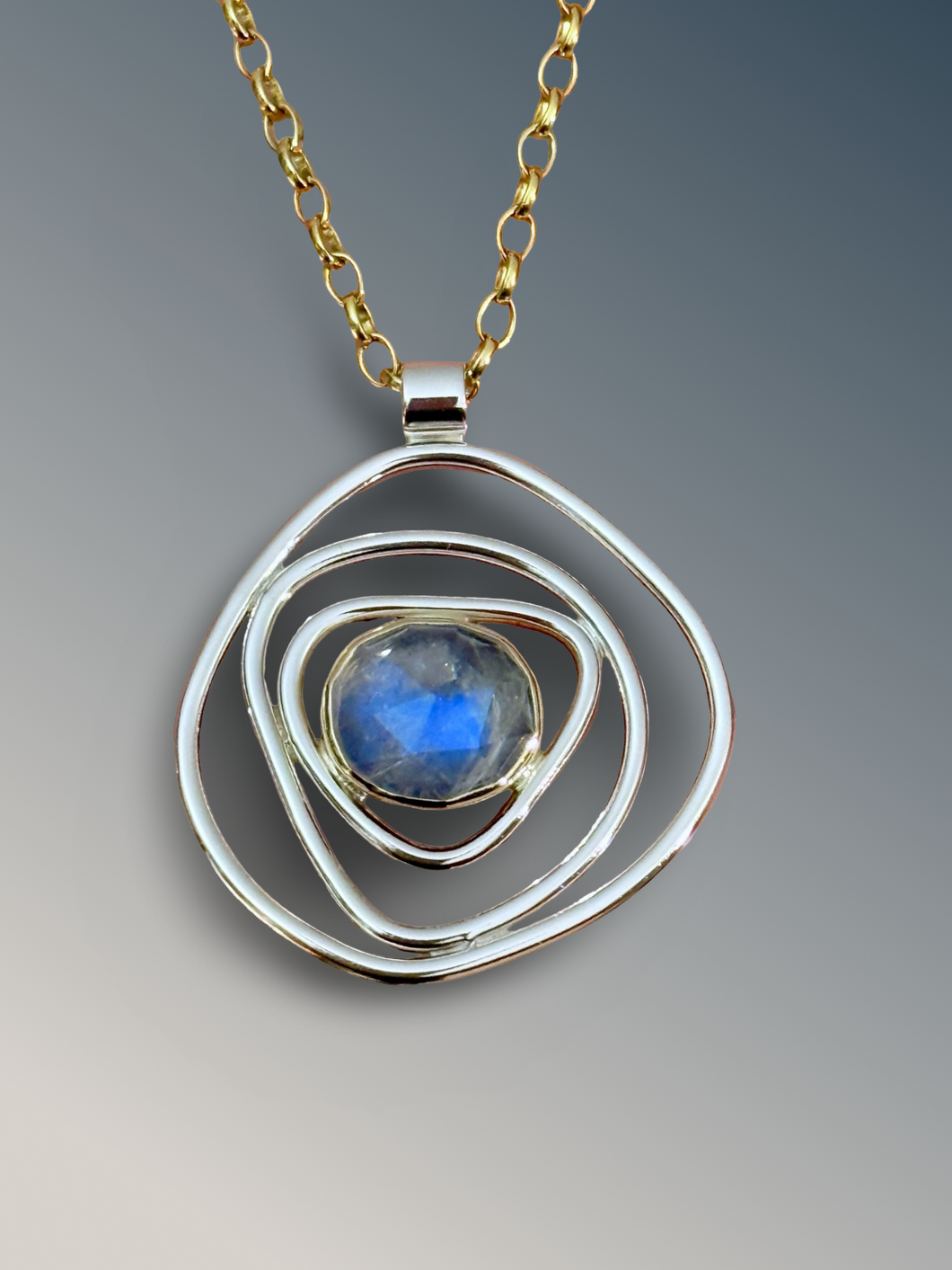 Layered Organic Rainbow Moonstone Statement Necklace