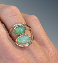 Load image into Gallery viewer, Two Stone Opal Split Curved Statement Ring