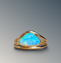 Load image into Gallery viewer, Gold Australian Opal Split Curved Ring