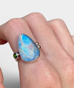 Moonstone with Peridot Statement Ring