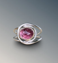 Load image into Gallery viewer, Horizontal Layered Pink Tourmaline Ring
