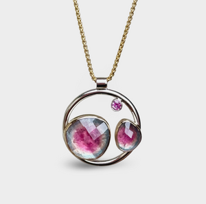 Bicolor Tourmaline Circle Statement Necklace