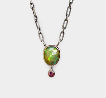 Load image into Gallery viewer, Welo Opal and Tourmaline Drop Necklace