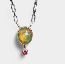 Load image into Gallery viewer, Welo Opal and Tourmaline Drop Necklace