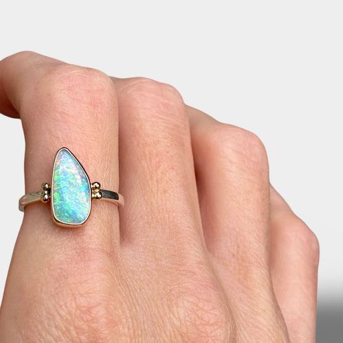 Australian Opal Ring with Gold Beads