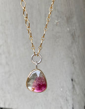 Load image into Gallery viewer, Pink Tourmaline Circle Pendant Necklace