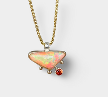 Load image into Gallery viewer, Welo Opal with Padparadscha Sapphire Necklace