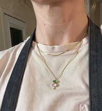 Load image into Gallery viewer, Connected Green Tourmaline and Morganite with Peridot Drop Necklace