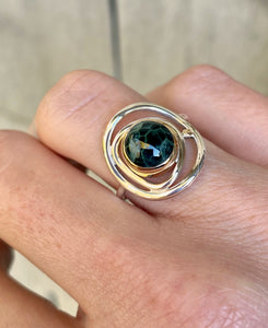 Greenstone Curved Shield Ring
